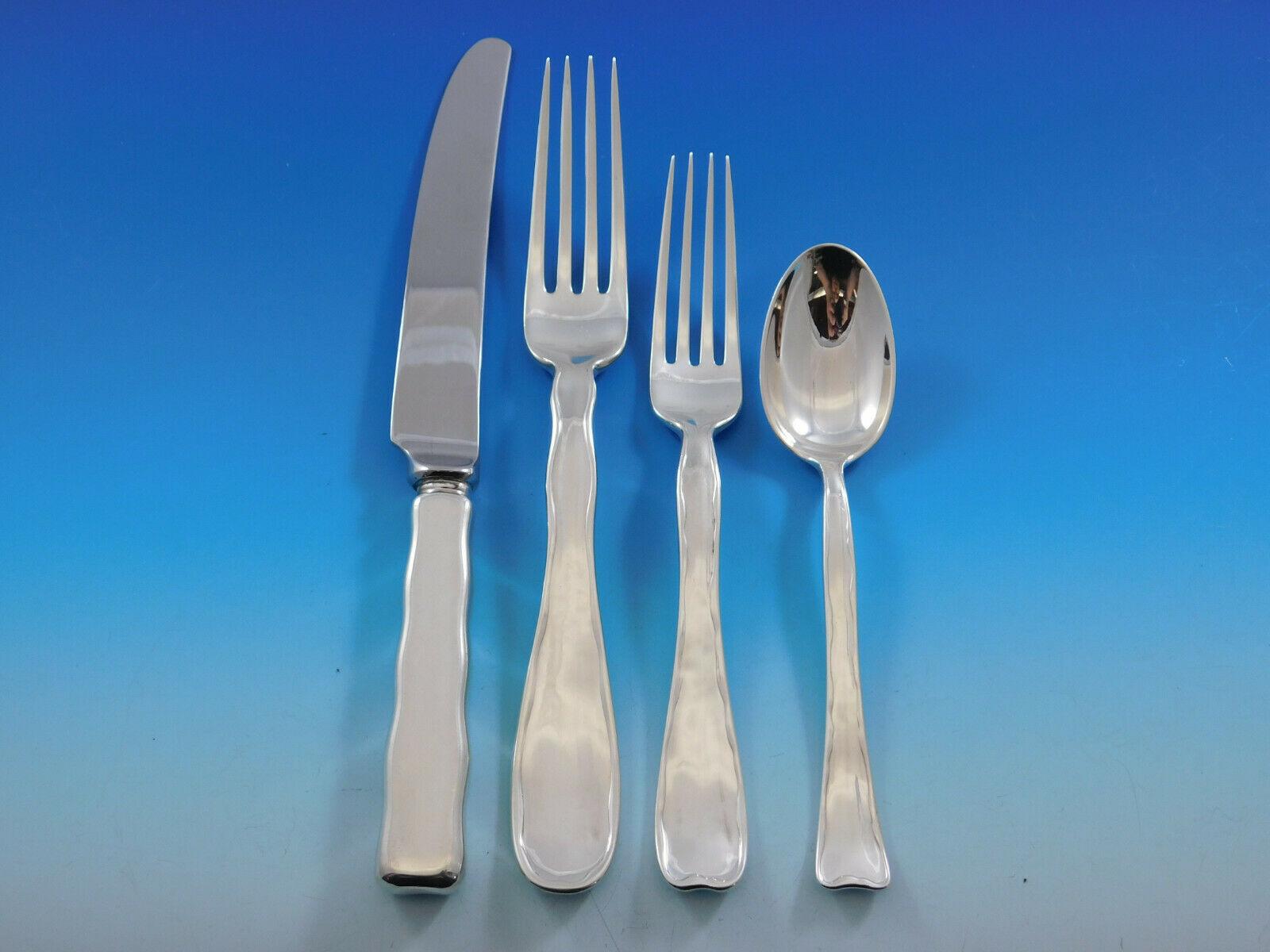 Superb lap over edge by Tiffany & Co. sterling silver flatware set - 56 pieces. This set includes:

8 knives, 9 1/4