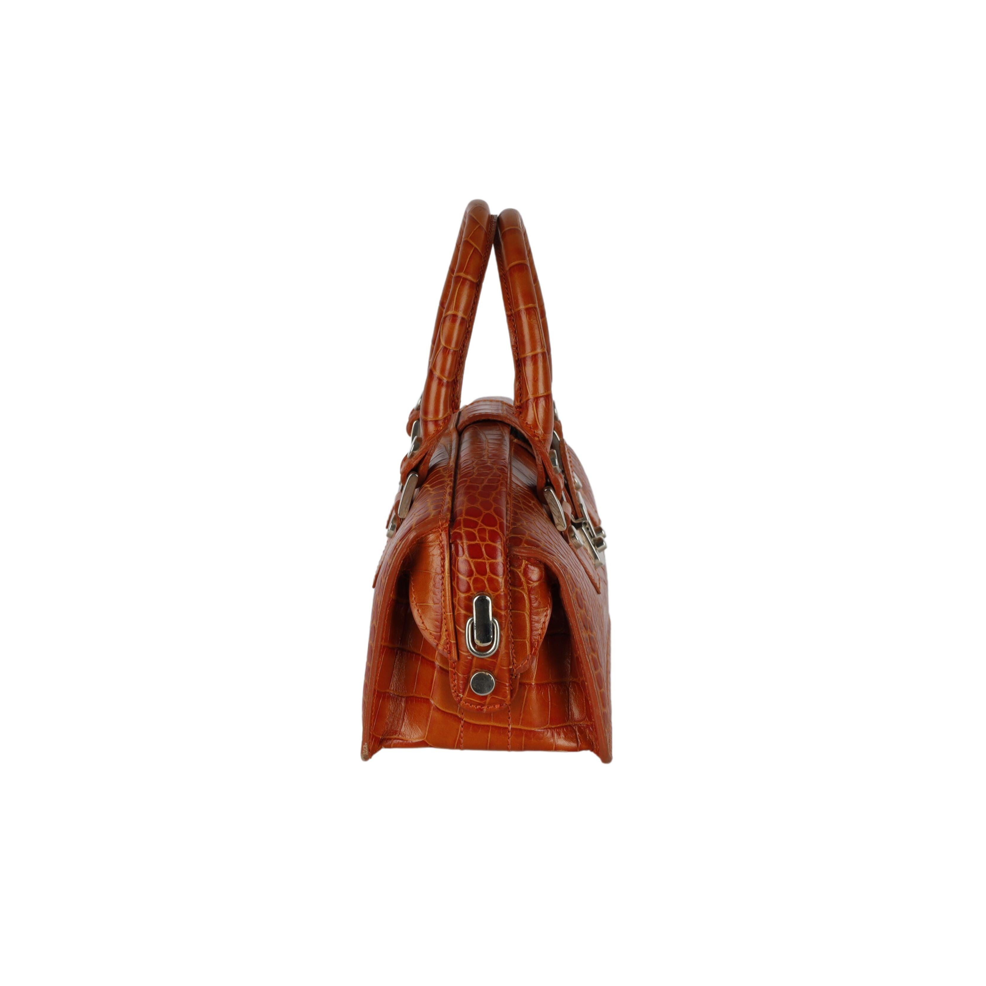 Brown L.A.P.A. Vintage Croco Handbag - '00s For Sale