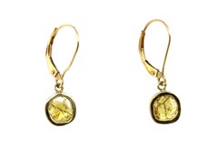 Lapaix Fancy Vivid Yellow Sliced Diamond Dangle Earrings Mined 1ct 14K Brand New