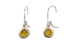 Lapaix Fancy Vivid Diamonds Yellow Sliced Dangle Earrings Mined .56ct 14K Brand N