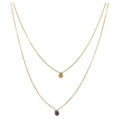 Lapaix Mined Two Strand Briolette Diamond Pendant Necklace 1.60ct 14K Gold