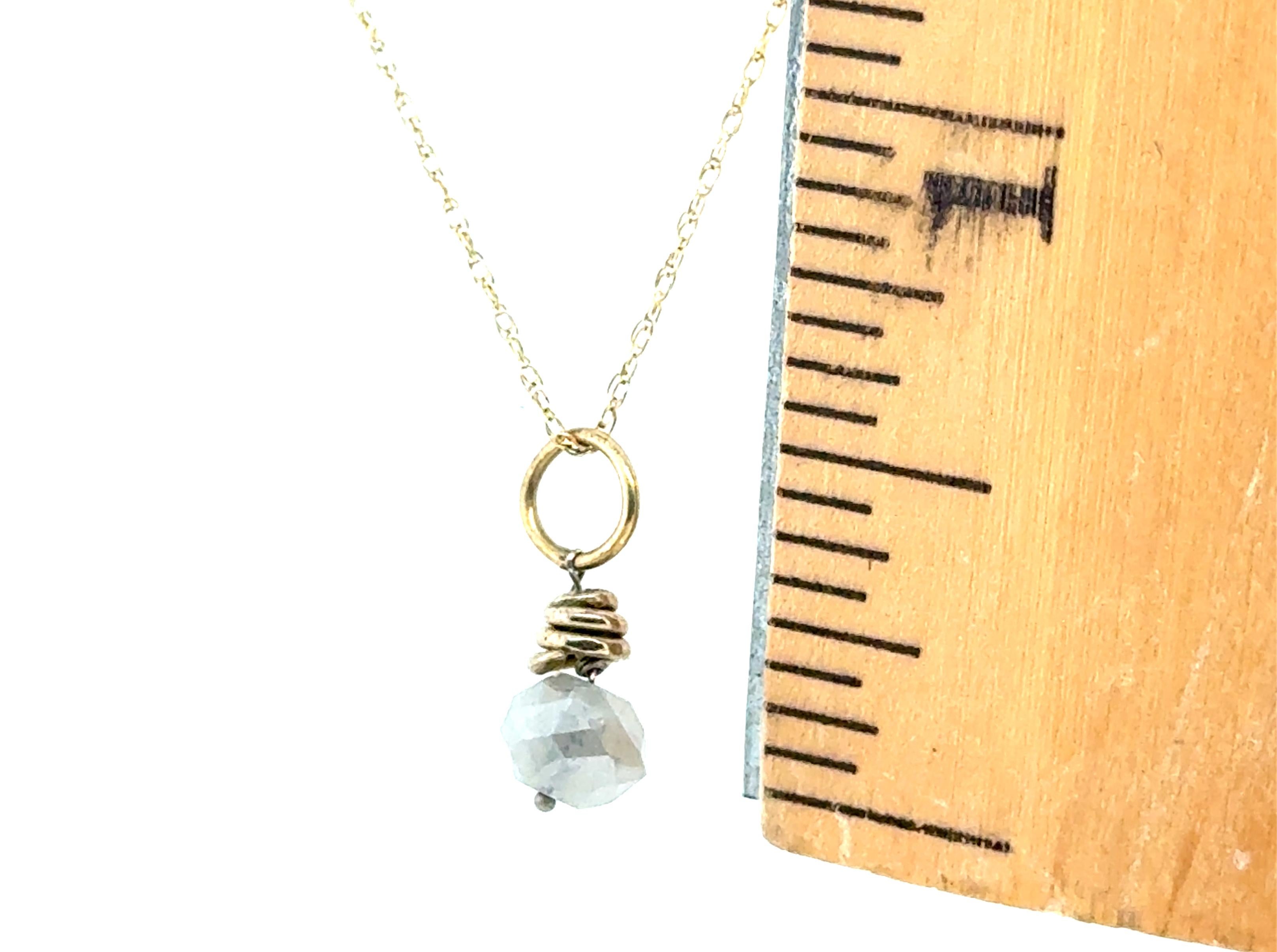 Lapaix Natural Briolette Mined Diamant-Anhänger Halskette 1 Karat 14K Gelbgold Damen im Angebot