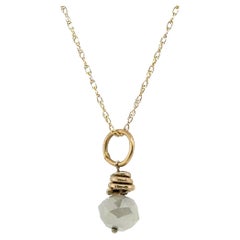 Lapaix Natural Briolette Mined Diamond Pendant Necklace 1 Carat 14K Yellow Gold