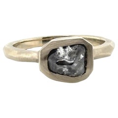 Anello di fidanzamento Lapaix con diamante grezzo in oro bianco 14K estratto 2ct Nuovo di zecca