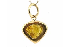 Lapaix Sliced Fancy Vivid Yellow Diamond Pendant Necklace Mined 1.22ct Brand New
