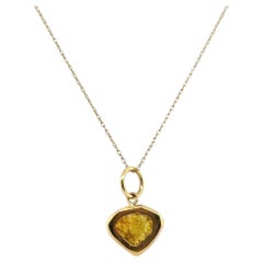 Lapaix Sliced Fancy Vivid Yellow Diamond Pendant Necklace Mined 1.22ct Brand New