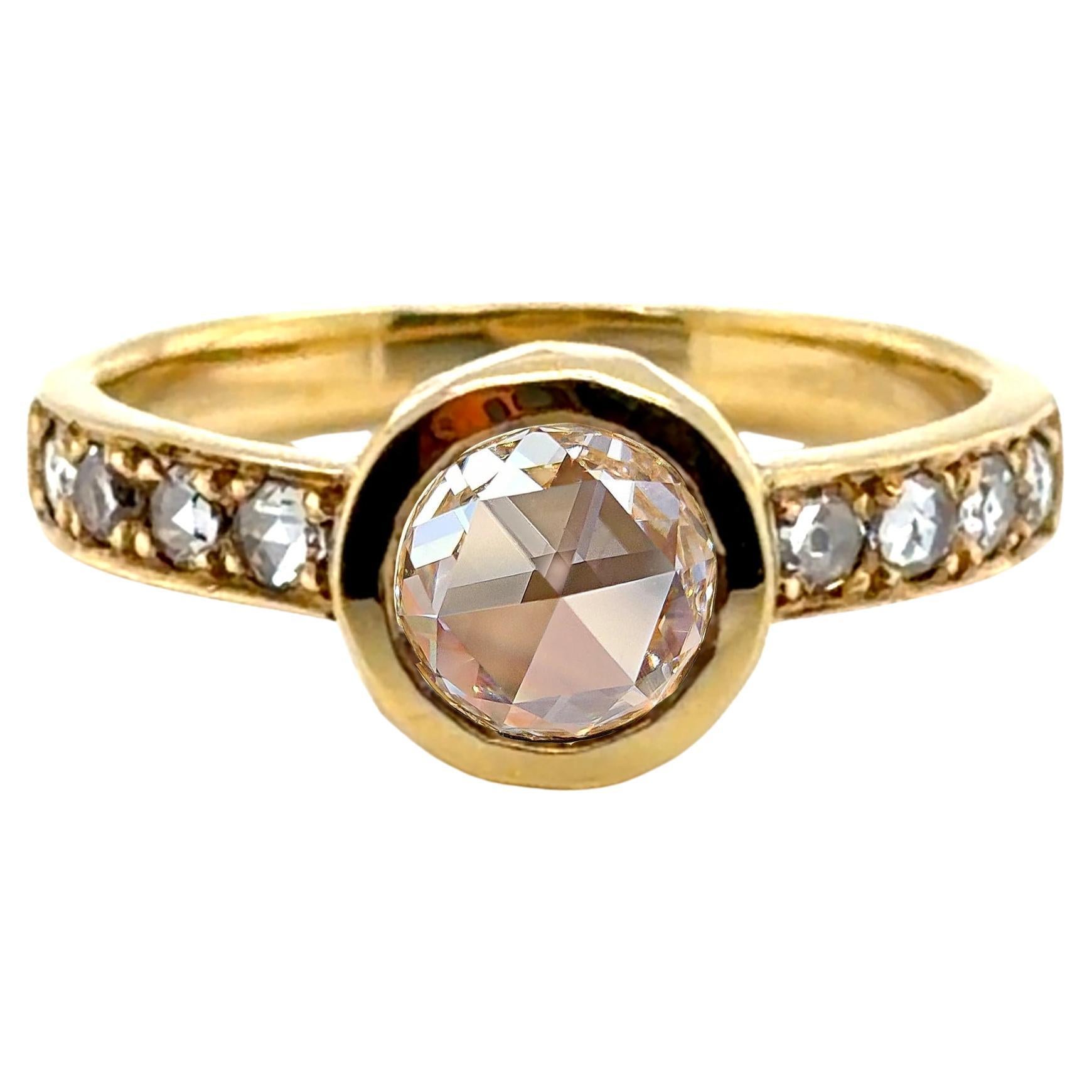 Lapaix Solitaire Rose Cut Diamond Engagement Ring Mined 1.10ct 14K Brand New