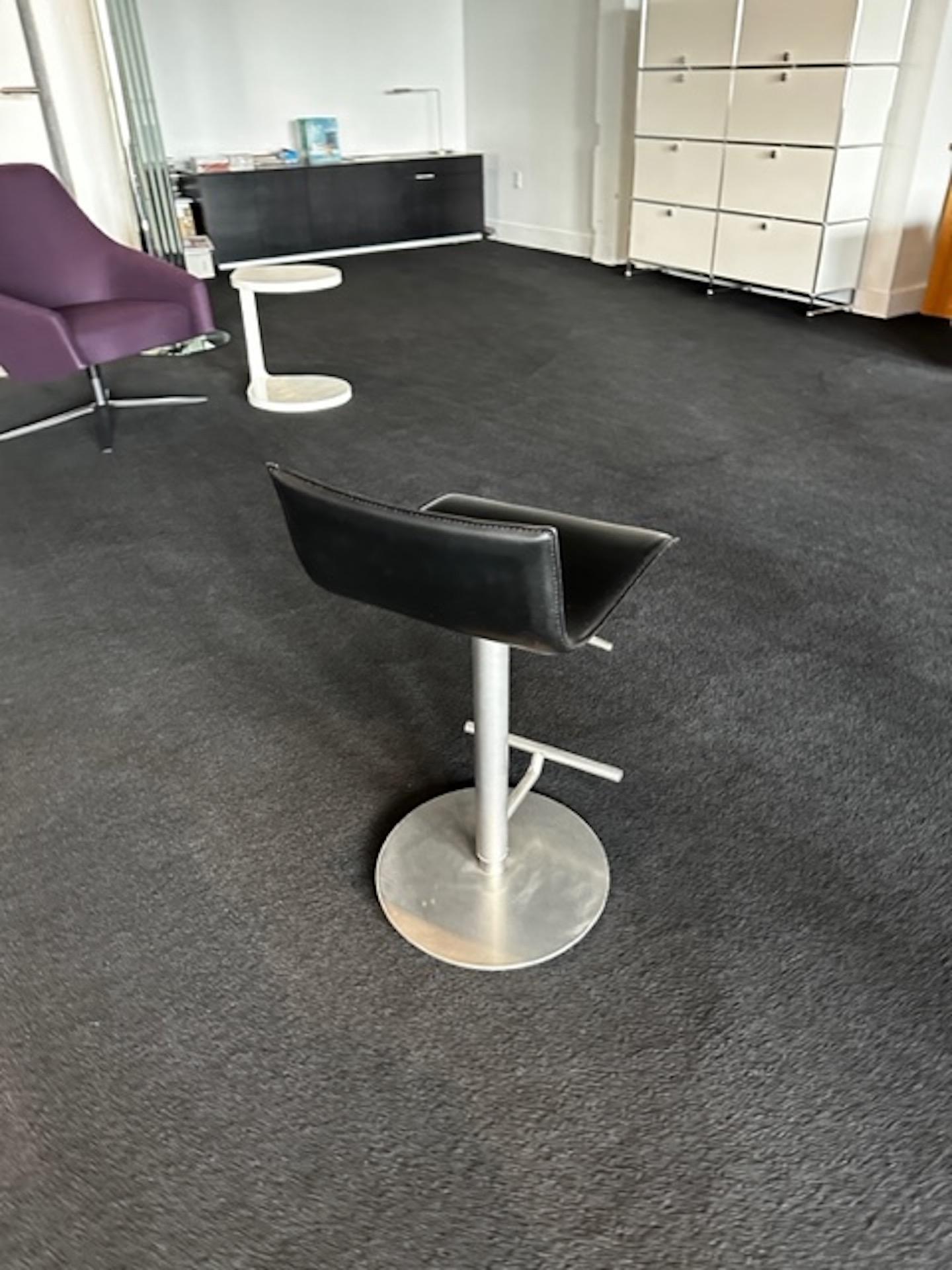 LaPalma Swivel Adjustable Black Leather Stool IN STOCK For Sale 3