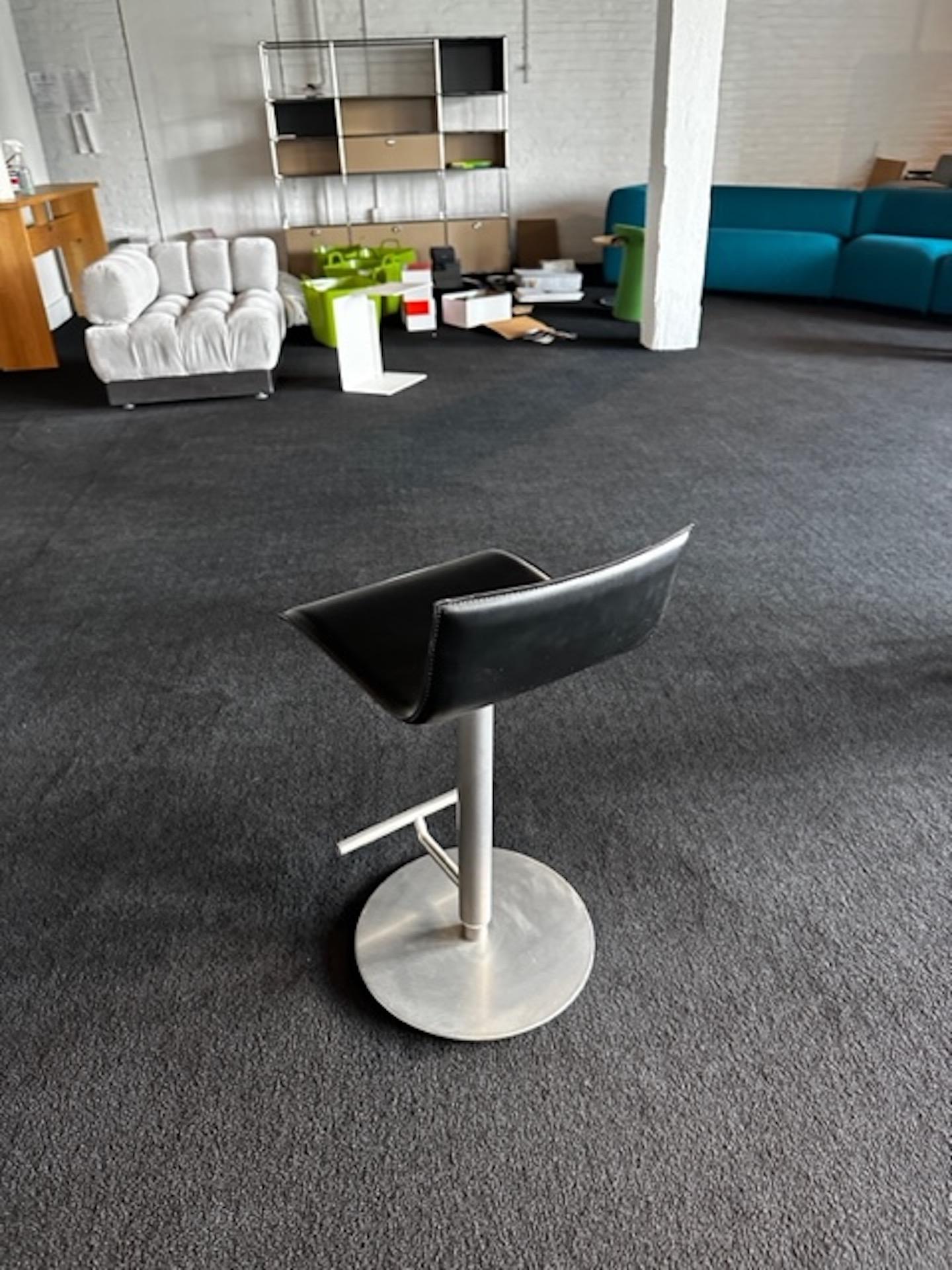 LaPalma Swivel Adjustable Black Leather Stool IN STOCK For Sale 4