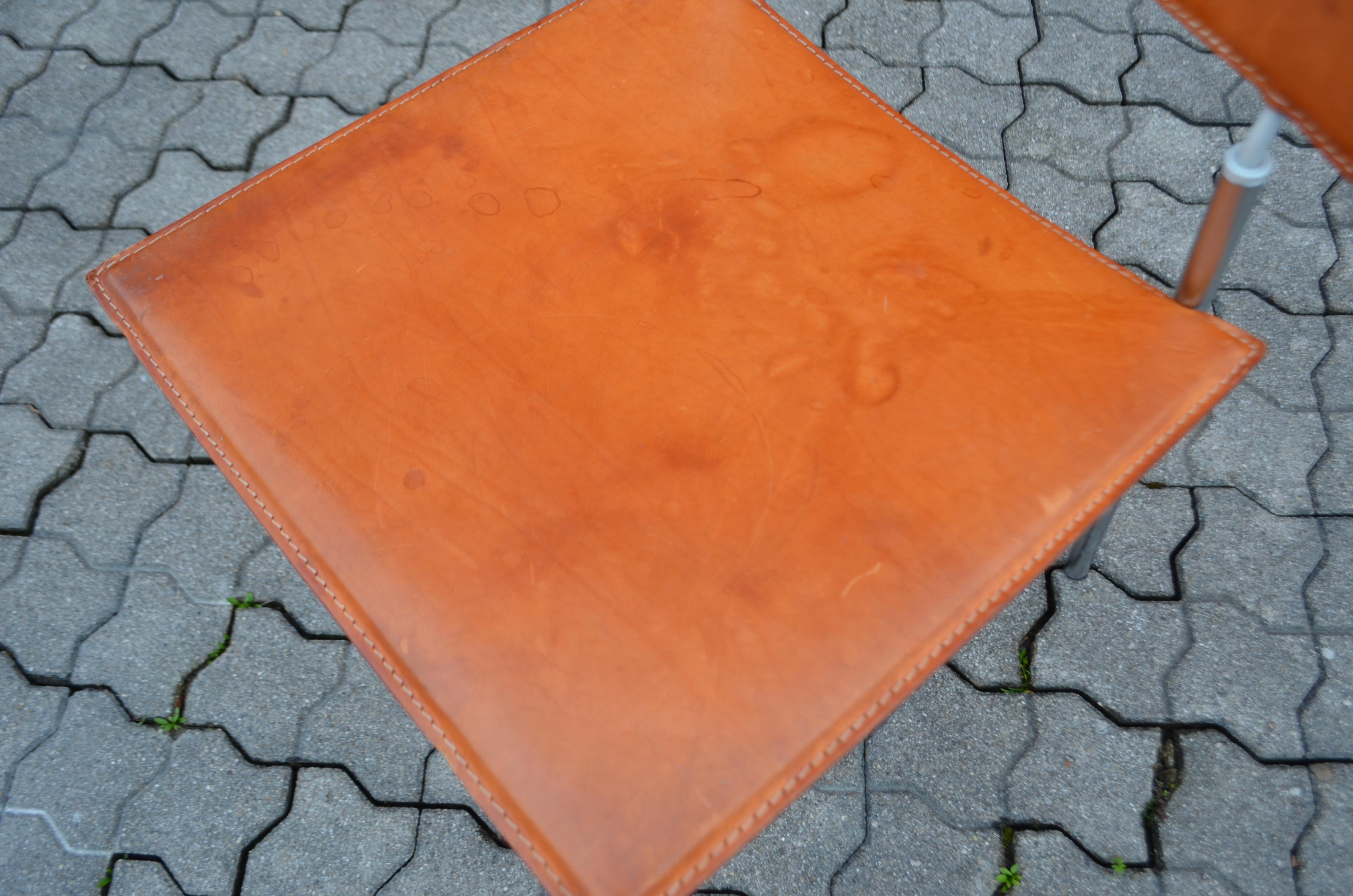 Cognacfarbener Vintage-Stuhl aus pflanzlichem Leder von LaPalma im Angebot 3