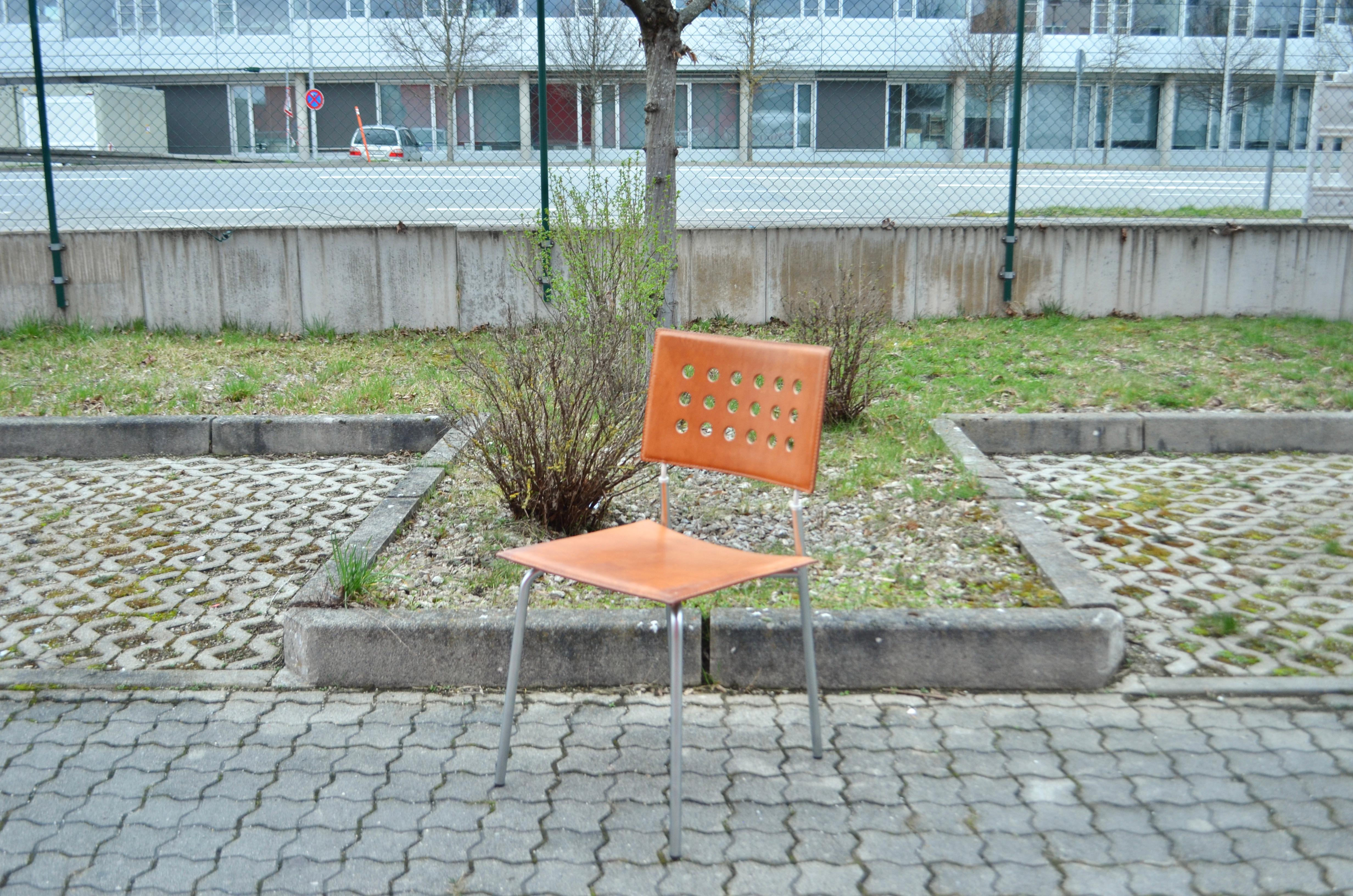 Cognacfarbener Vintage-Stuhl aus pflanzlichem Leder von LaPalma im Zustand „Gut“ im Angebot in Munich, Bavaria