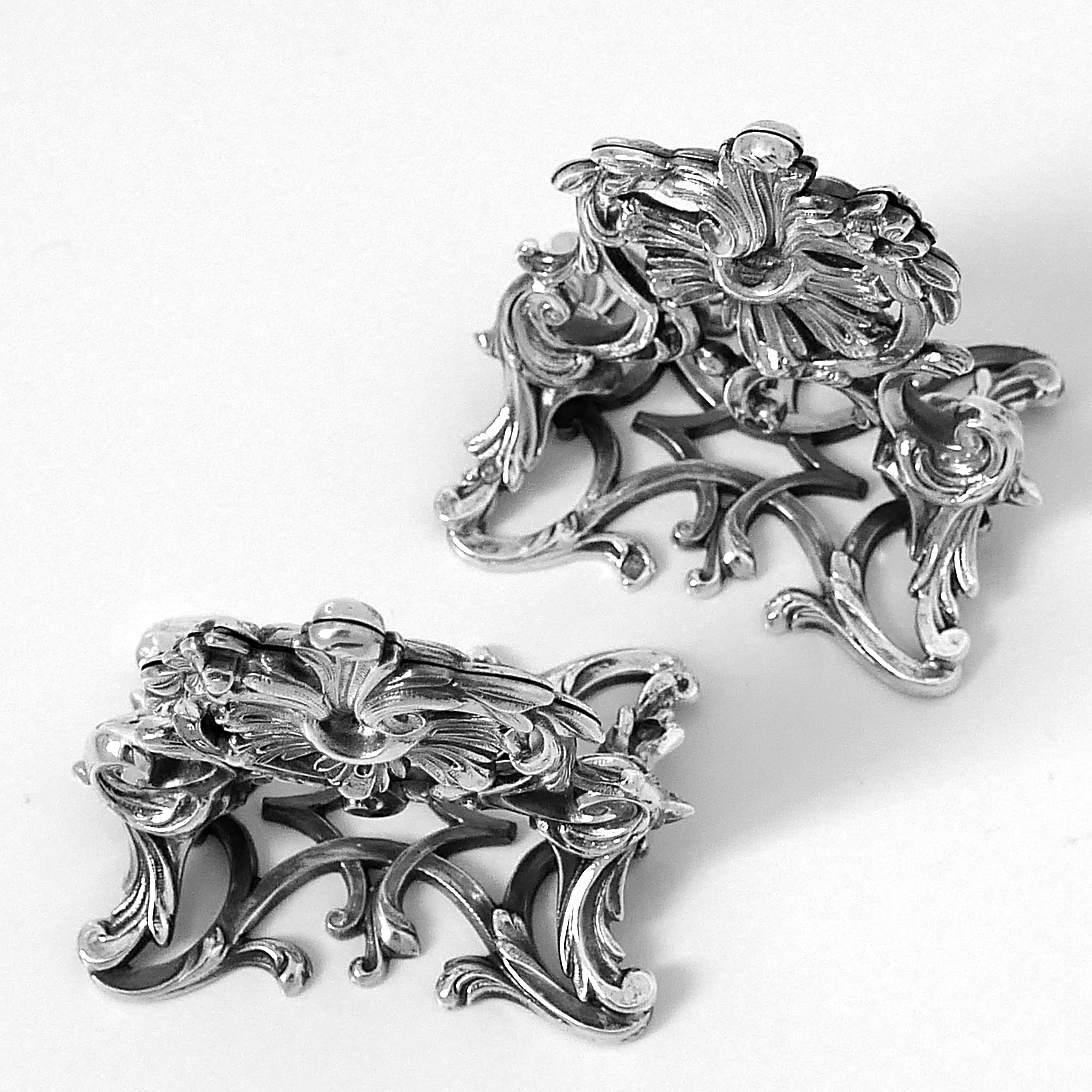 Lapar Rare French All Sterling Silver Menu, Place, Name Holders, Pair For Sale 5