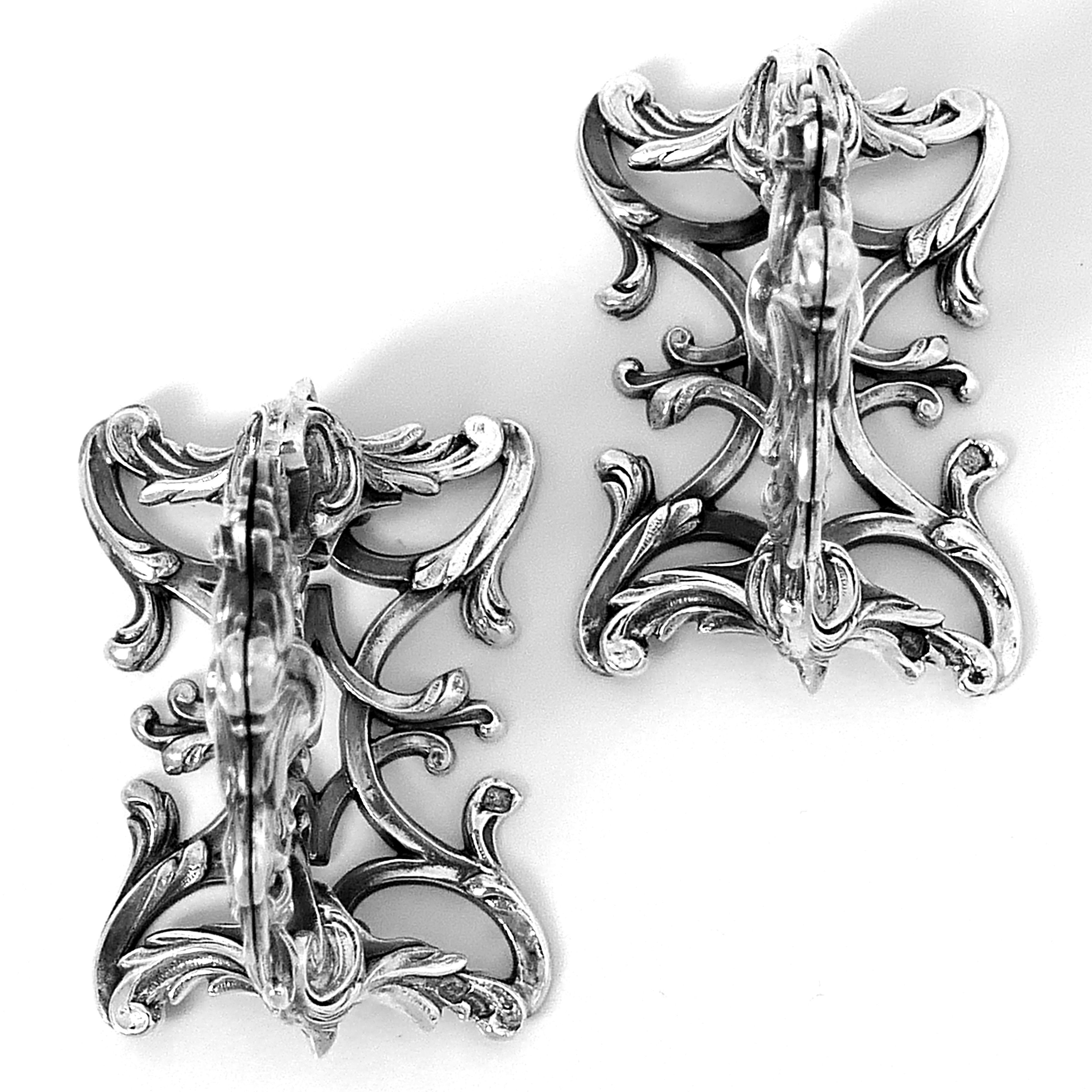 Lapar Rare French All Sterling Silver Menu, Place, Name Holders, Pair For Sale 2