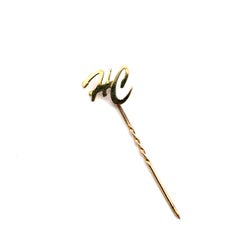 Lapel pen in yellow gold initials HC