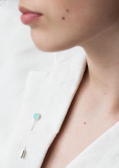 Minimalist lapel pin with chrysoprase stone sterling silver