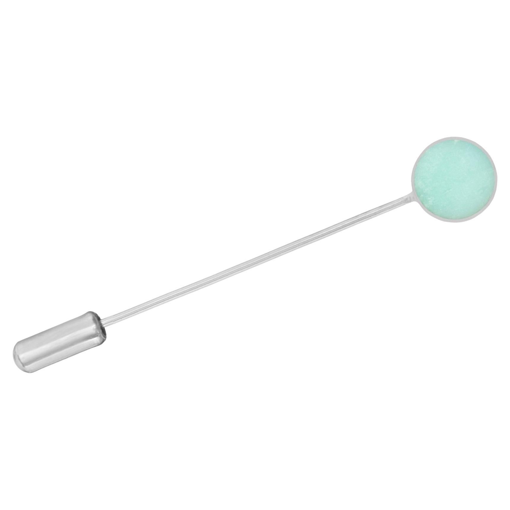 Minimalist lapel pin with chrysoprase stone sterling silver For Sale