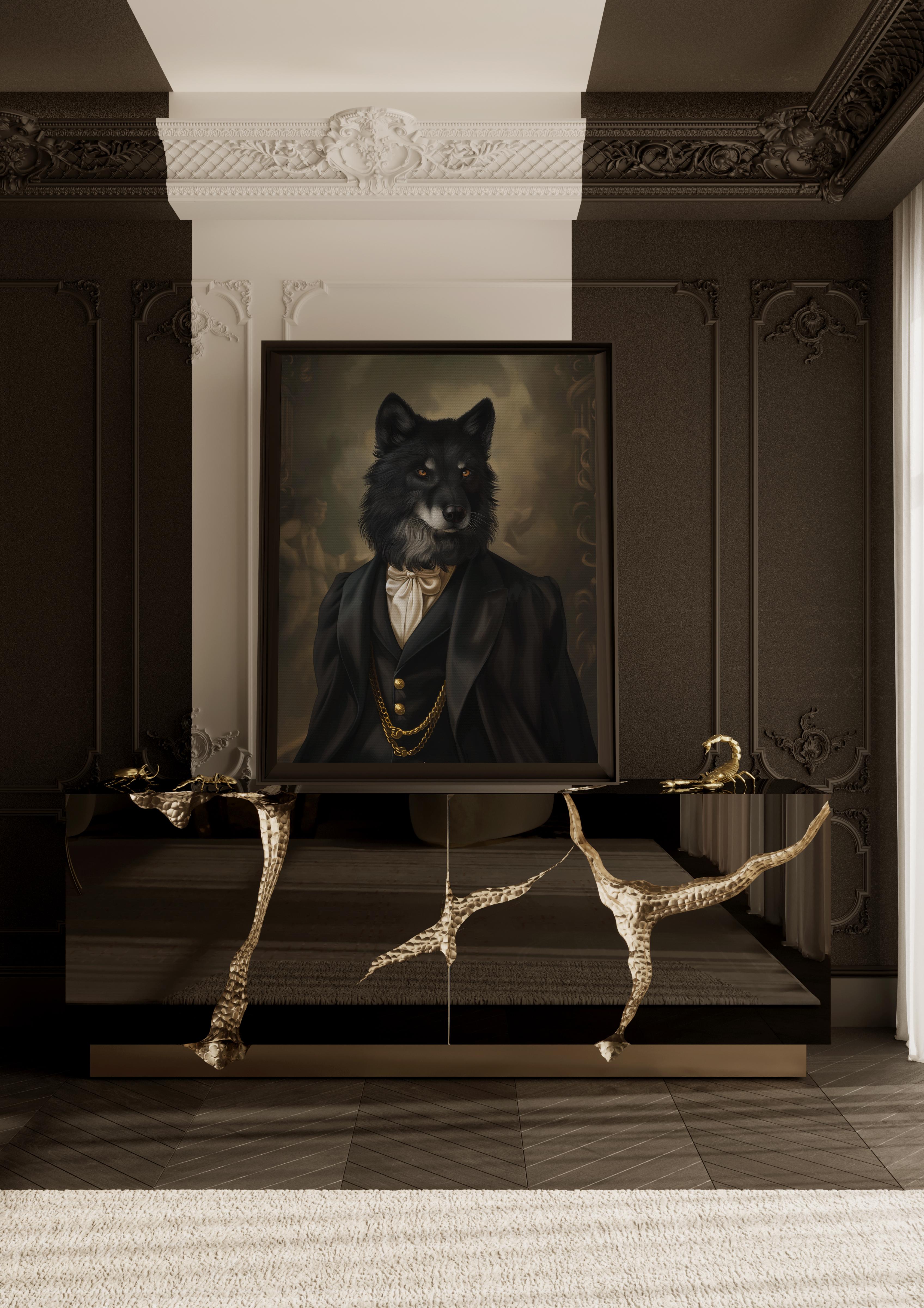 Credenza Lapiaz nera - Acciaio e ottone lucidato a mano - Boca Do Lobo in vendita 5