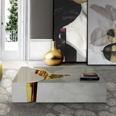 Lapiaz Coffee Table with Black or White Finish and Brass Detail