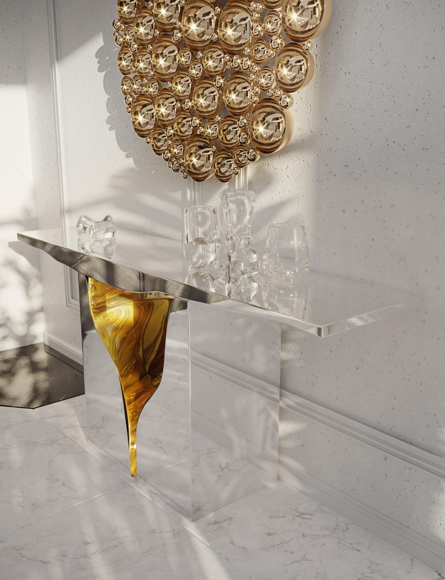 Lapiaz Console - Hand-Polished Steel & Brass - Boca do Lobo For Sale 2
