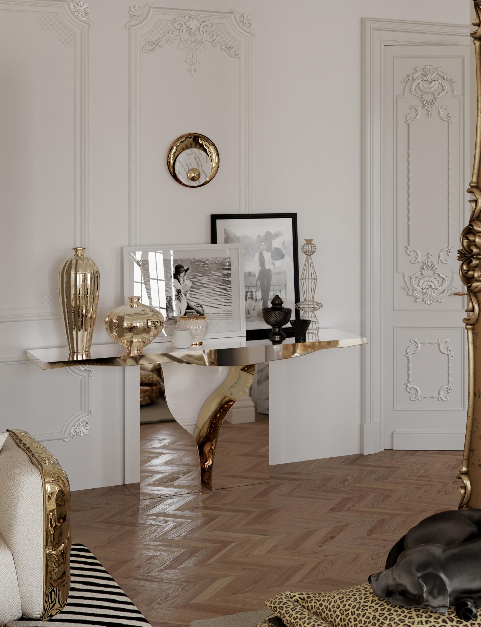 Metal Lapiaz Console - Hand-Polished Steel & Brass - Boca do Lobo For Sale