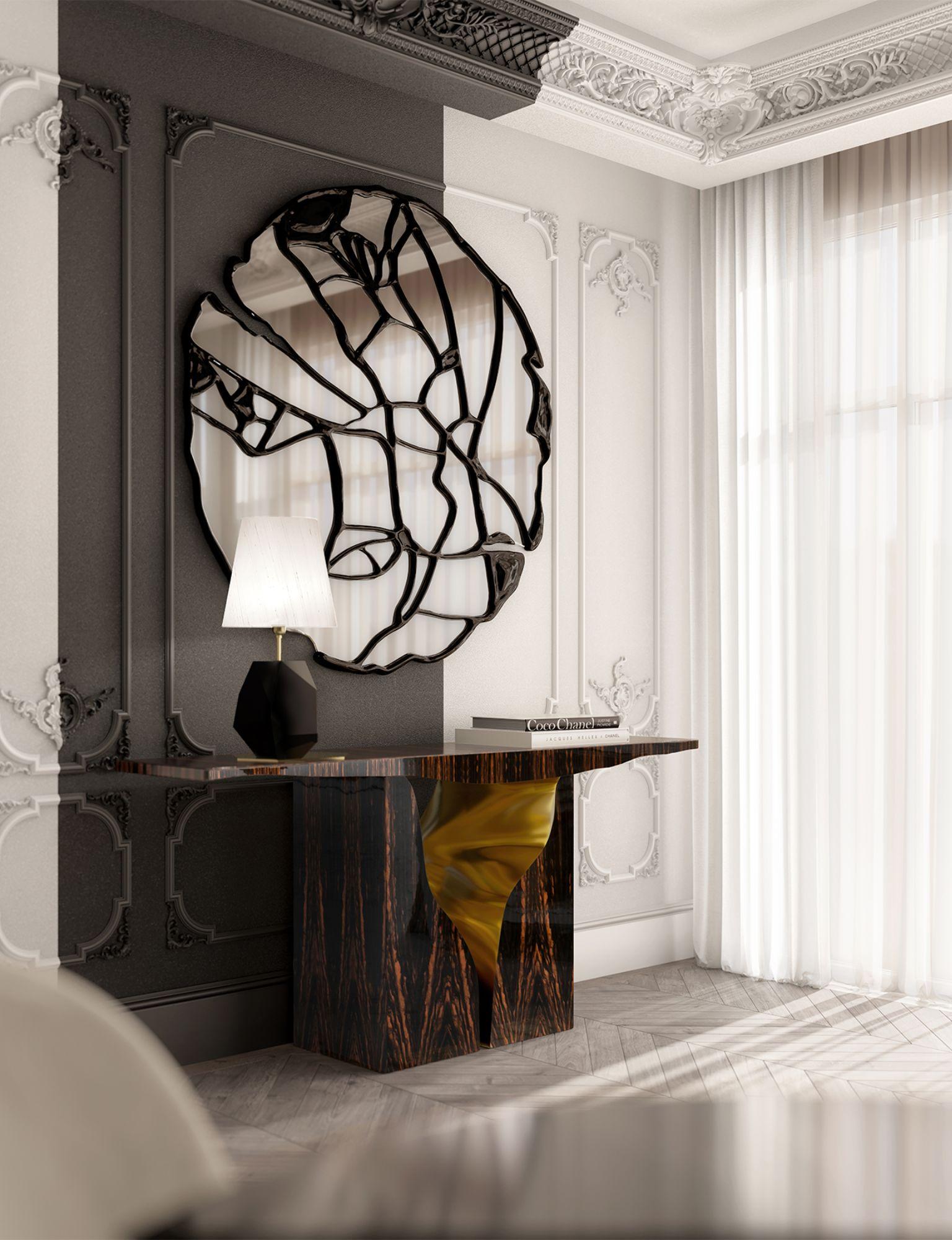 Console Lapiaz en ébène, menuiserie artisanale en laiton et placage - Boca do Lobo en vente 3