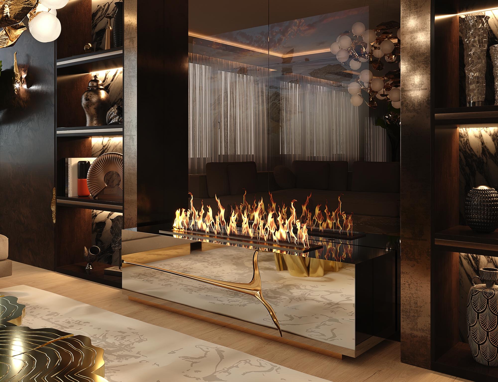 Lapiaz Fireplace - Hand-Polished Steel & Brass - Boca do Lobo For Sale 5
