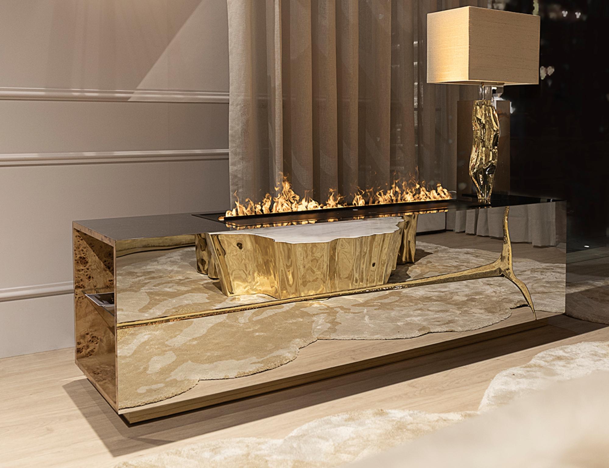 Lapiaz Fireplace - Hand-Polished Steel & Brass - Boca do Lobo For Sale 6