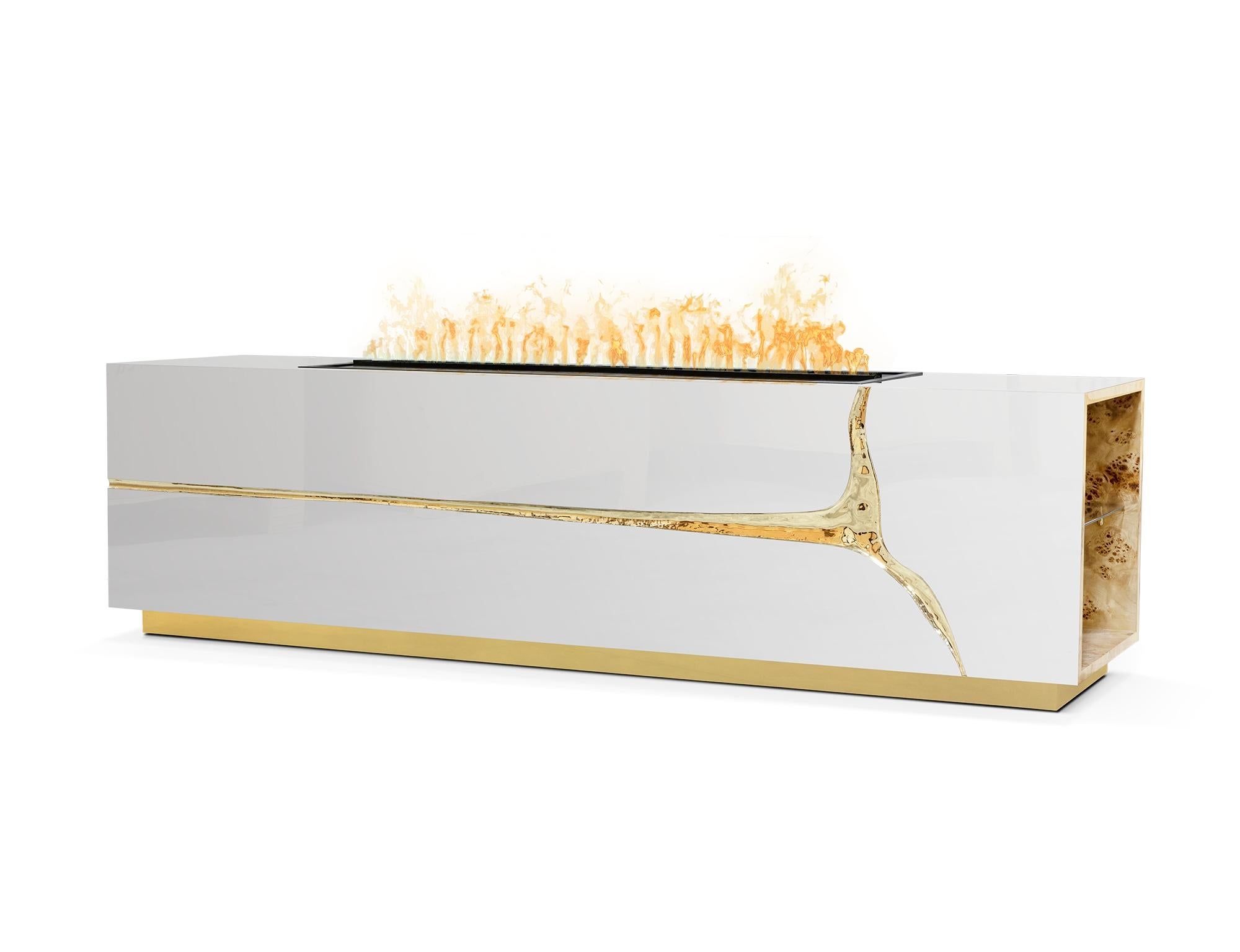 The Lapiaz Fireplace Cabinet takes exceptional craftsmanship and design to a new realm. Finding beauty in the most unexpected places, this contemporary design piece is inspired by authentic karst formations. A beautiful concept that embodies the