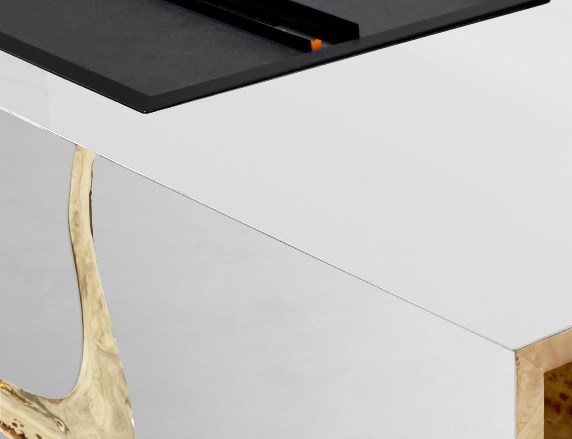 Metal Lapiaz Fireplace - Hand-Polished Steel & Brass - Boca do Lobo For Sale