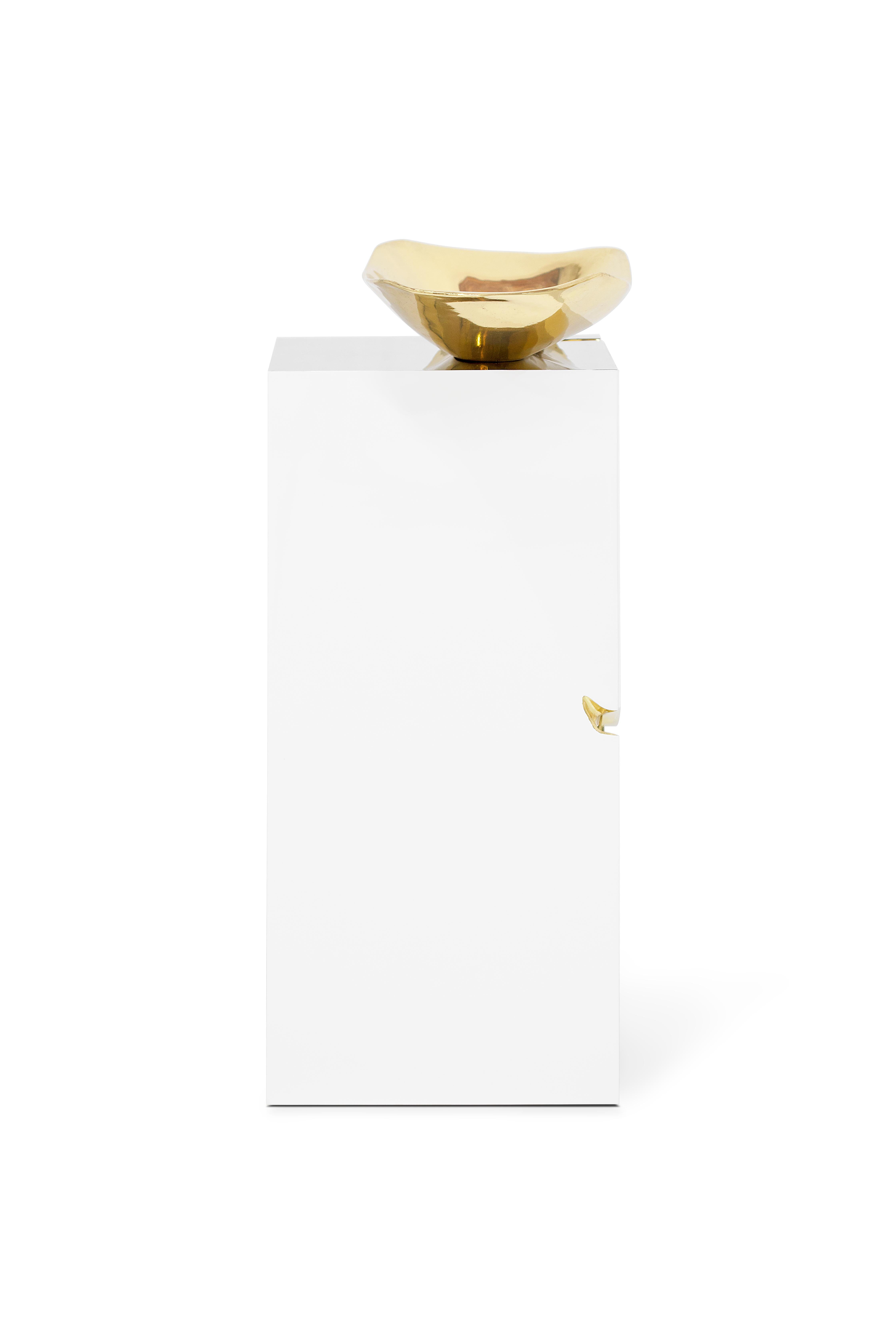 Contemporary Modern Lapiaz With Gold Lacquered Glass Freestanding By Maison Valentina For Sale