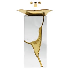 Modern Lapiaz With Gold Lacquered Glass Freestanding By Maison Valentina