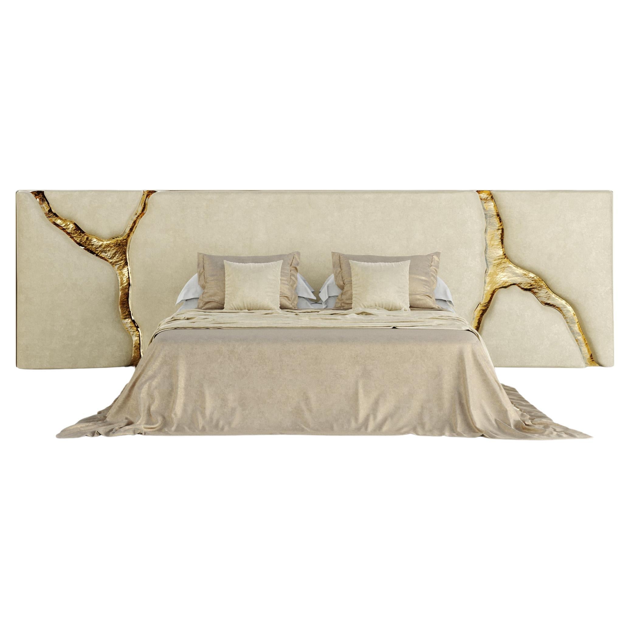 Lapiaz White Headboard - Hand-Crafted Upholstery & Polished Brass - Boca do Lobo