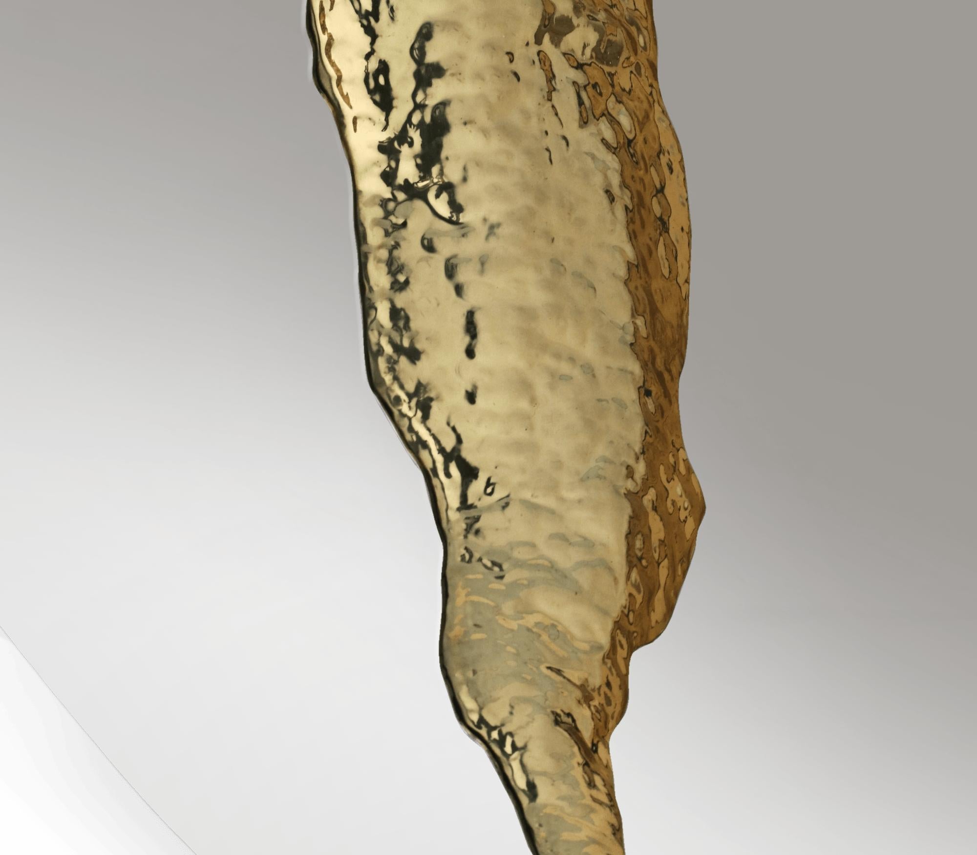 Portuguese Lapiaz Mirror - Forged Gold-Plated Hammered Brass - Boca do Lobo For Sale