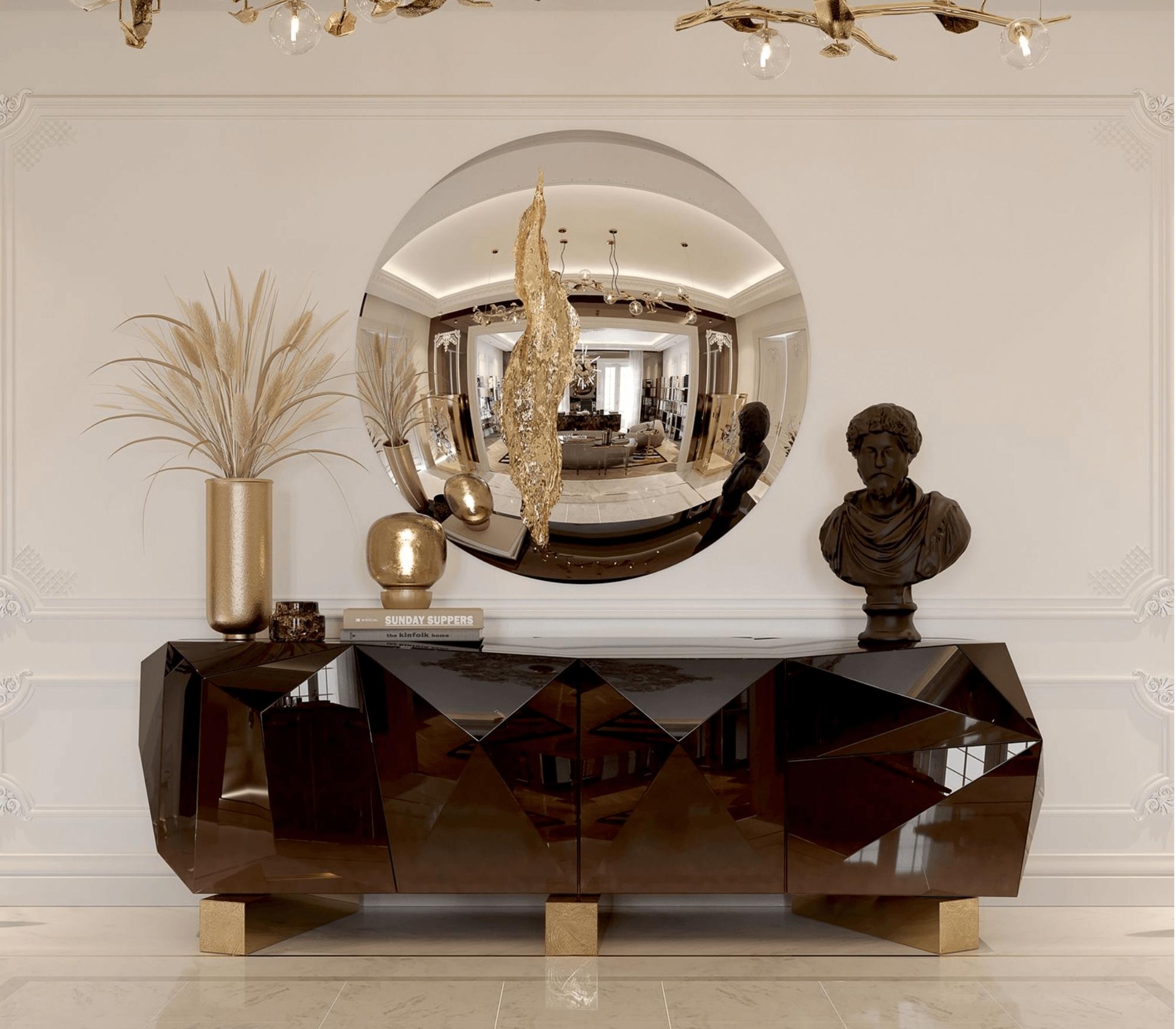 Contemporary Lapiaz Mirror - Forged Gold-Plated Hammered Brass - Boca do Lobo For Sale