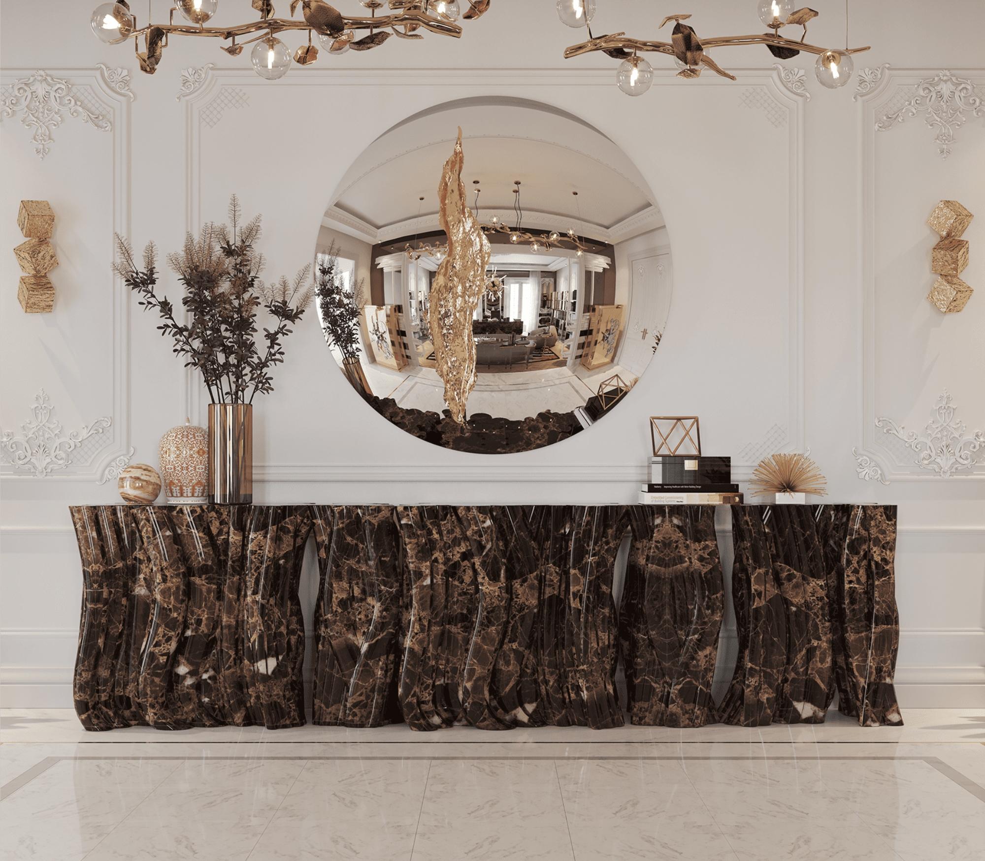 Metal Lapiaz Mirror - Forged Gold-Plated Hammered Brass - Boca do Lobo For Sale
