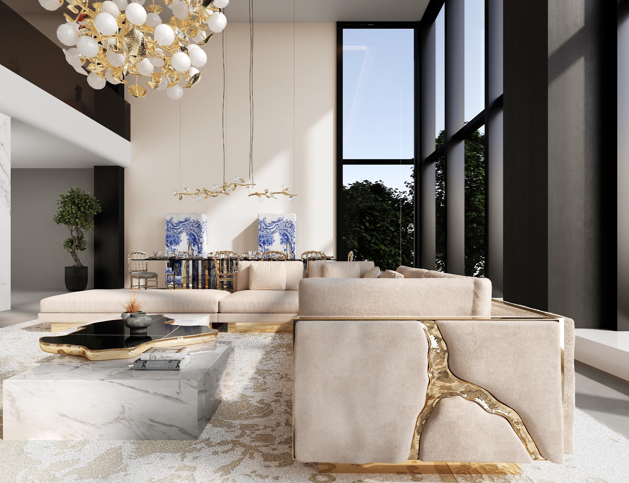 Canapé modulaire Lapiaz, rembourrage fait main et laiton poli - Boca do Lobo en vente 8