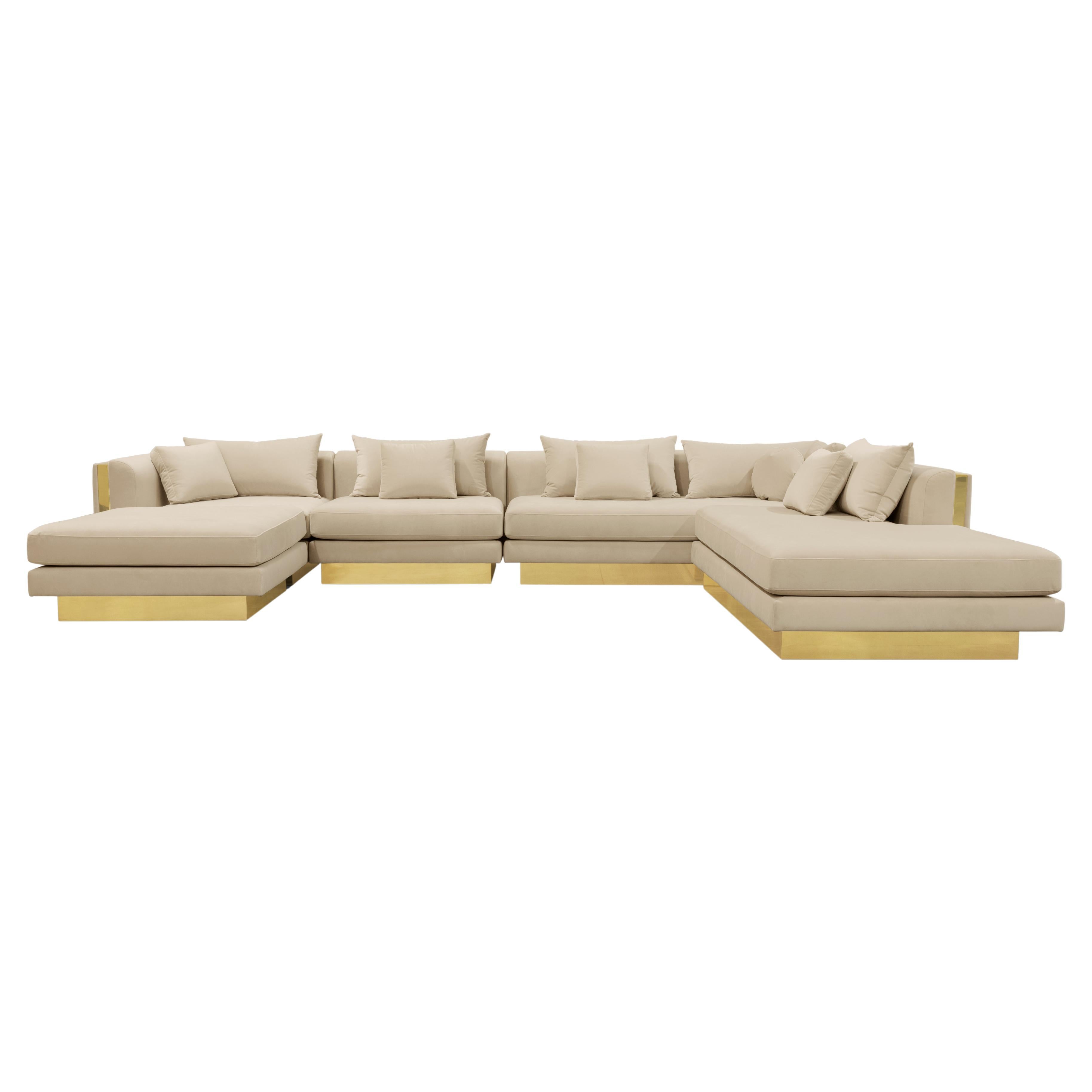 Lapiaz Modular Sofa - Hand-Crafted Upholstery & Polished Brass - Boca do Lobo
