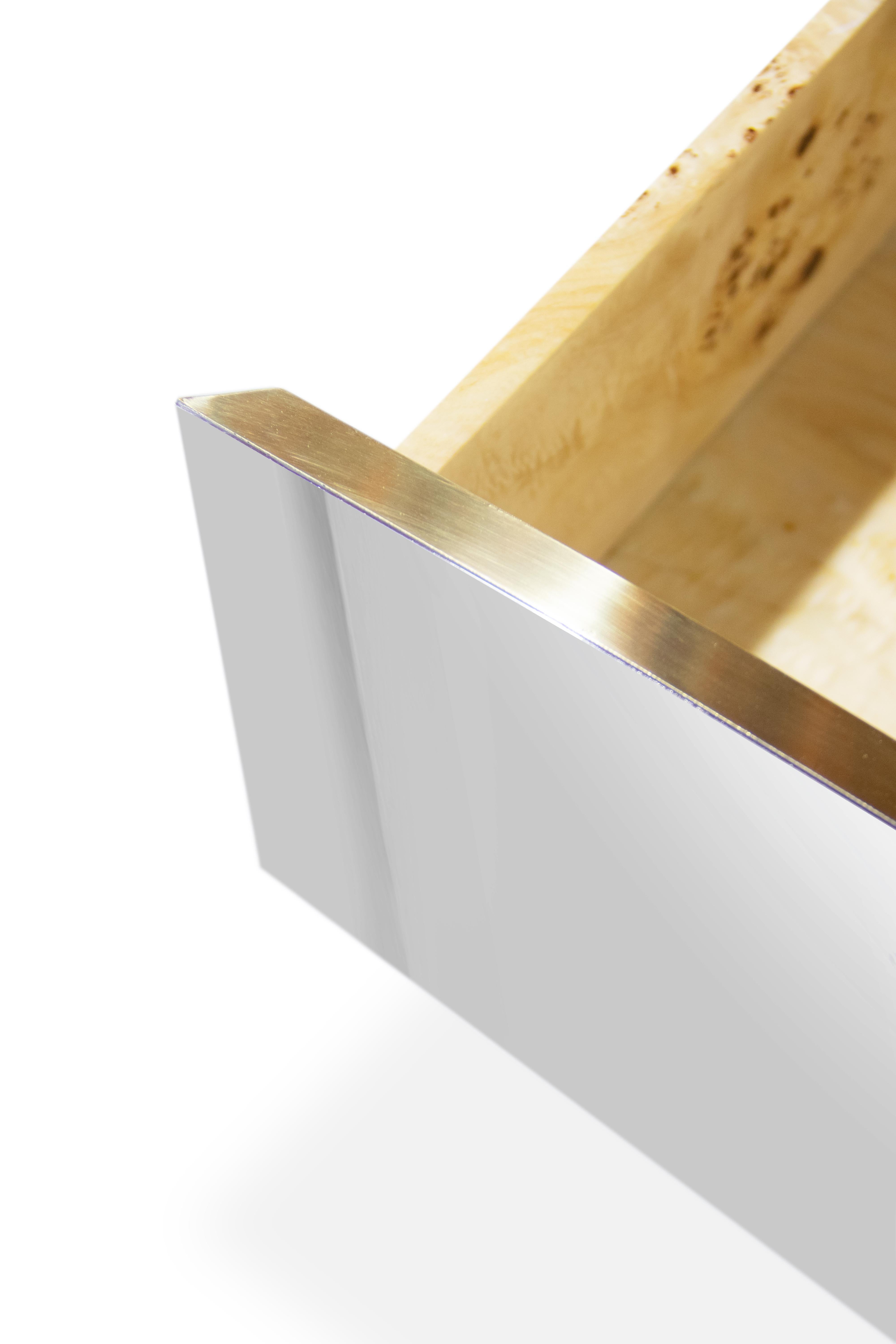 Lapiaz Nightstand - Hand-Polished Steel & Brass - Boca do Lobo For Sale 1