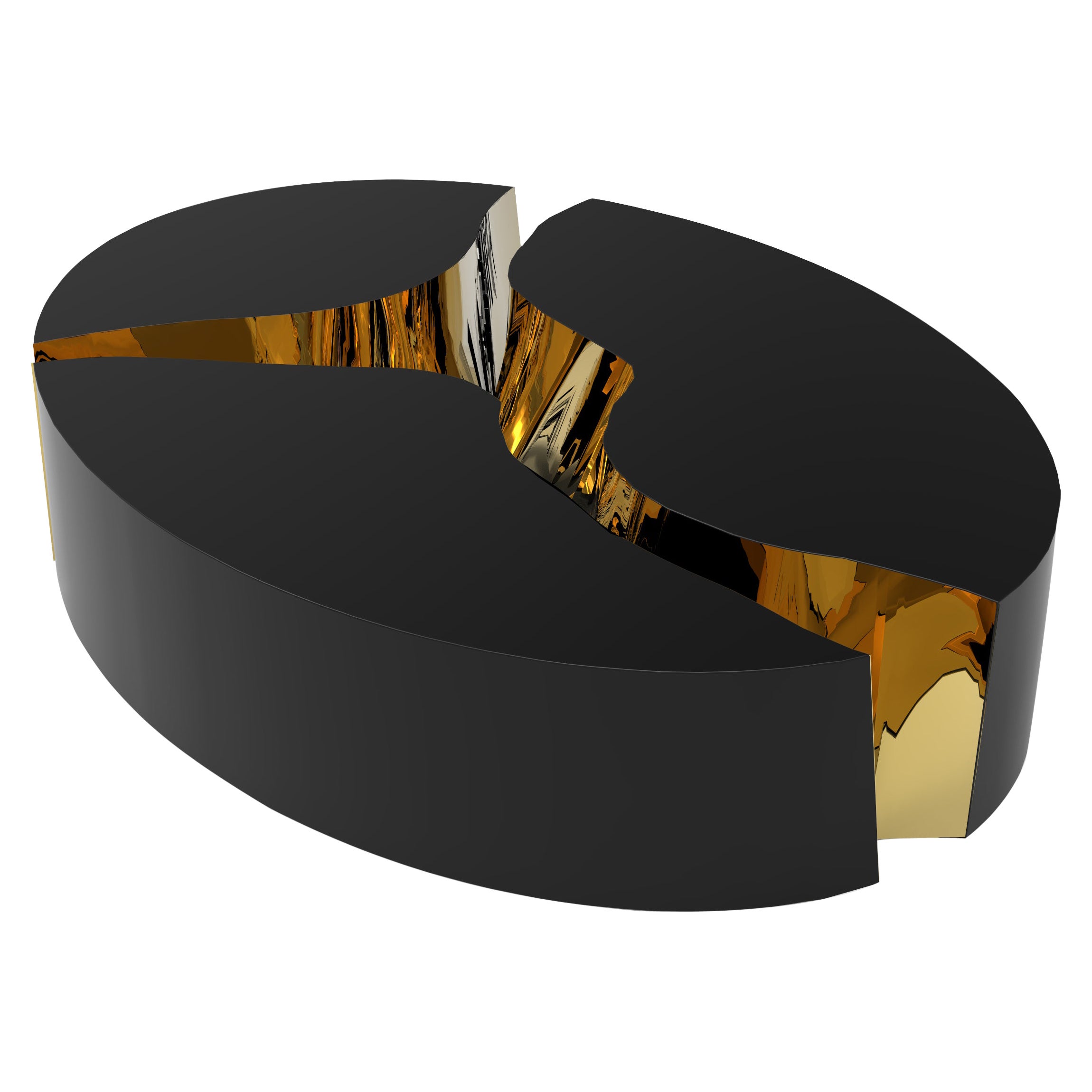Lapiaz Oval Black Center Table - Hand-Painted Lacquered & Ceramic - Boca do Lobo