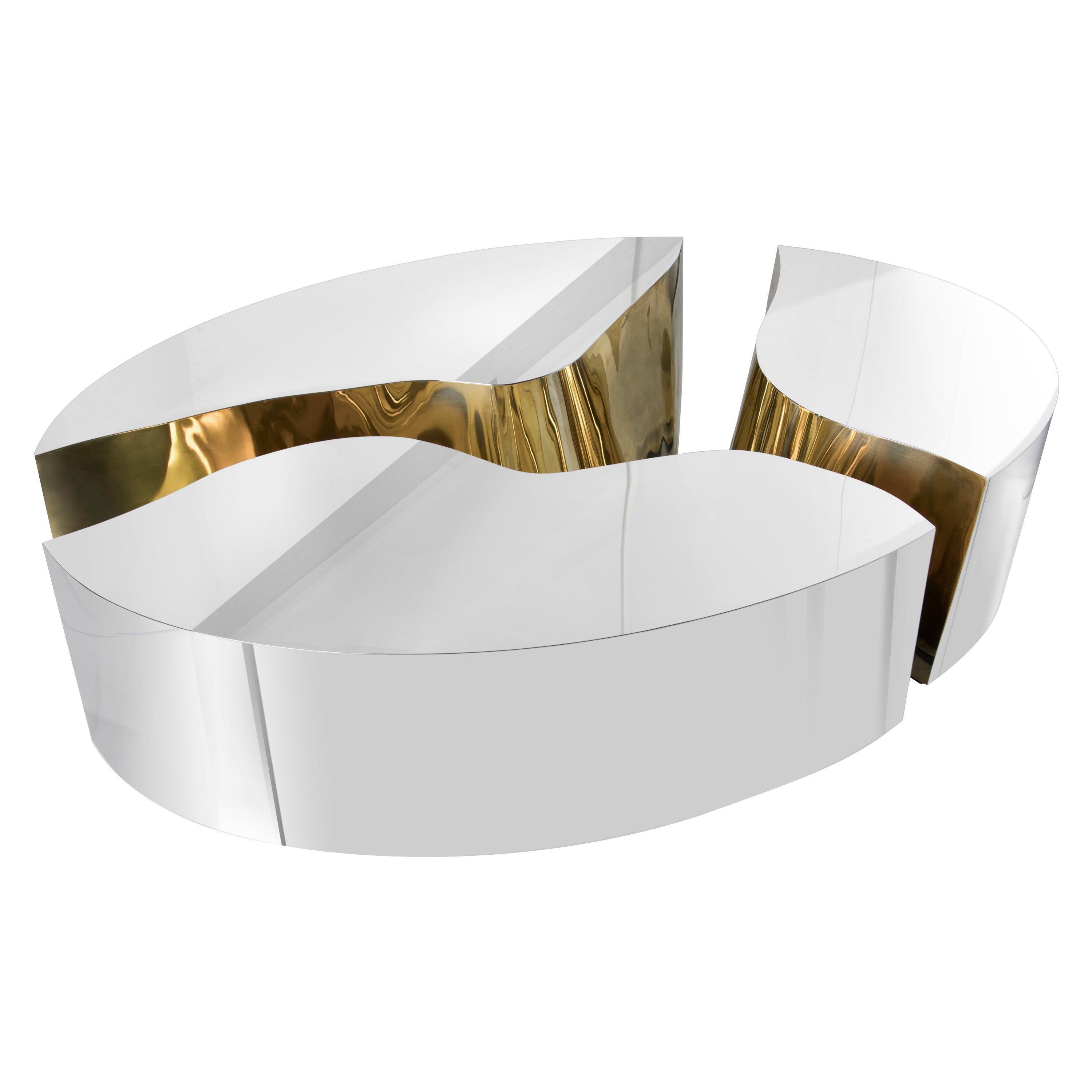 Lapiaz Oval Center Table - Hand-Crafted Stainless Steel & Brass - Boca do Lobo