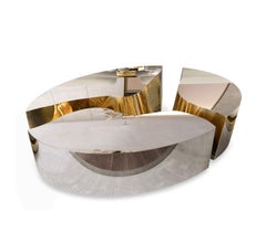 Lapiaz Oval Coffee Table in Polished Stainless Steel by Boca do Lobo