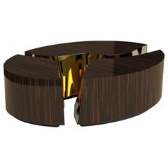 Lapiaz Oval Ebony Center Table- Hand-Crafted Wood & Brass - Boca do Lobo