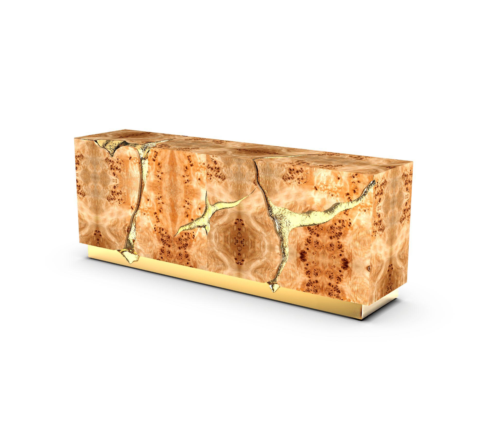 Credenza in pioppo Lapiaz - Falegnameria artigianale in ottone e impiallacciatura - Boca Do Lobo In condizioni Nuovo in vendita a Rio Tinto, PT
