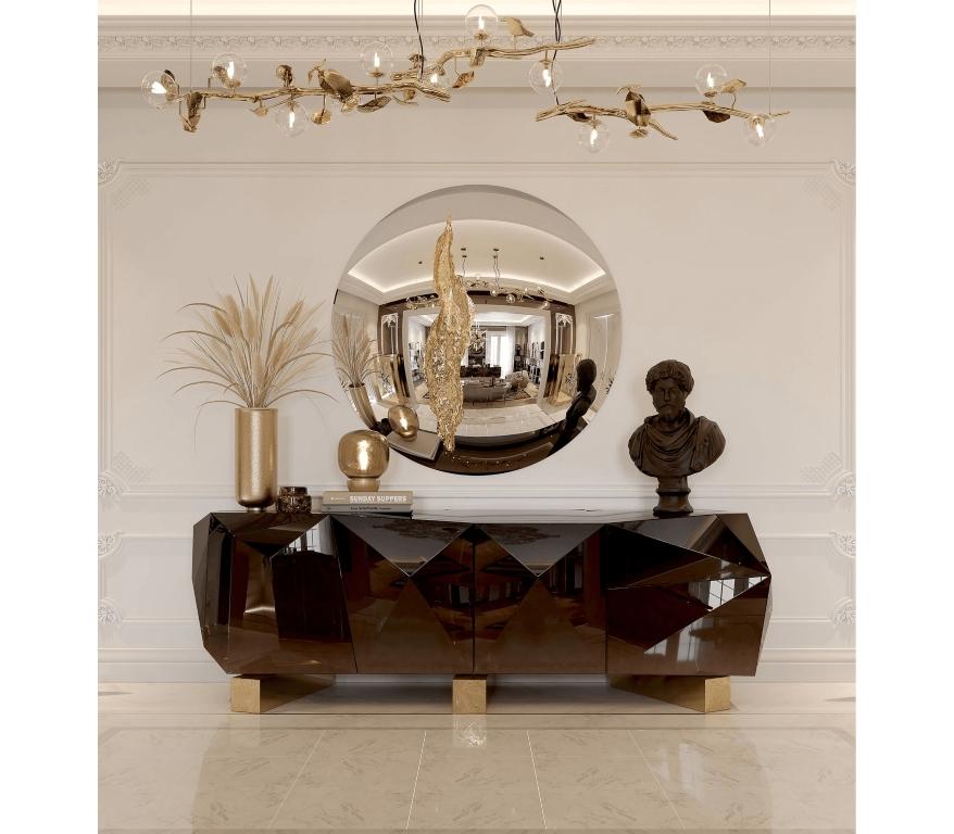Lapiaz Round Mirror in Stainless Steel and Brass by Boca do Lobo In New Condition For Sale In New York, NY