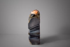 Lapiaz Sculptural Candle Holder in Blue Alabaster by Amarist Studio