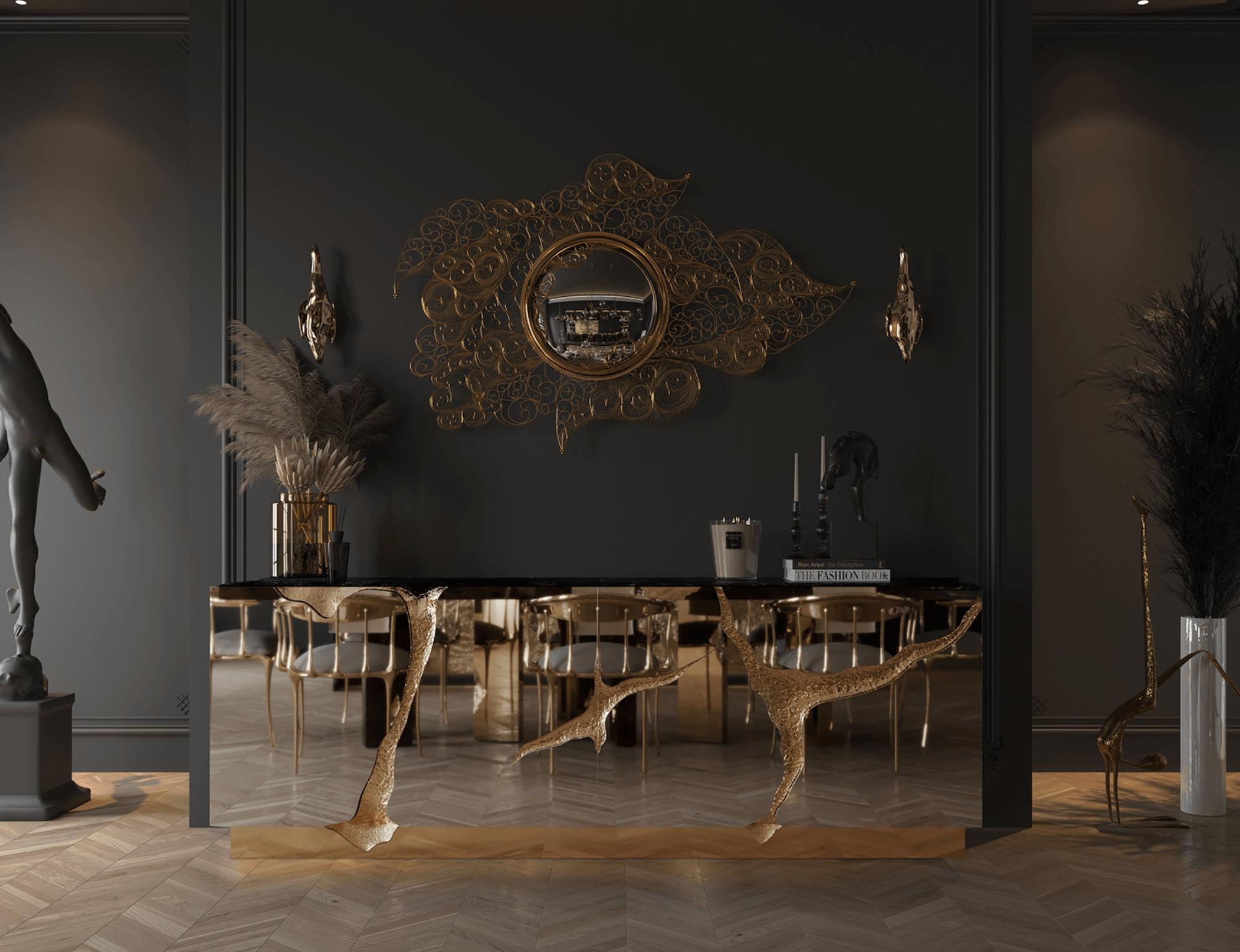 Credenza Lapiaz - Acciaio e ottone lucidato a mano - Boca Do Lobo in vendita 4
