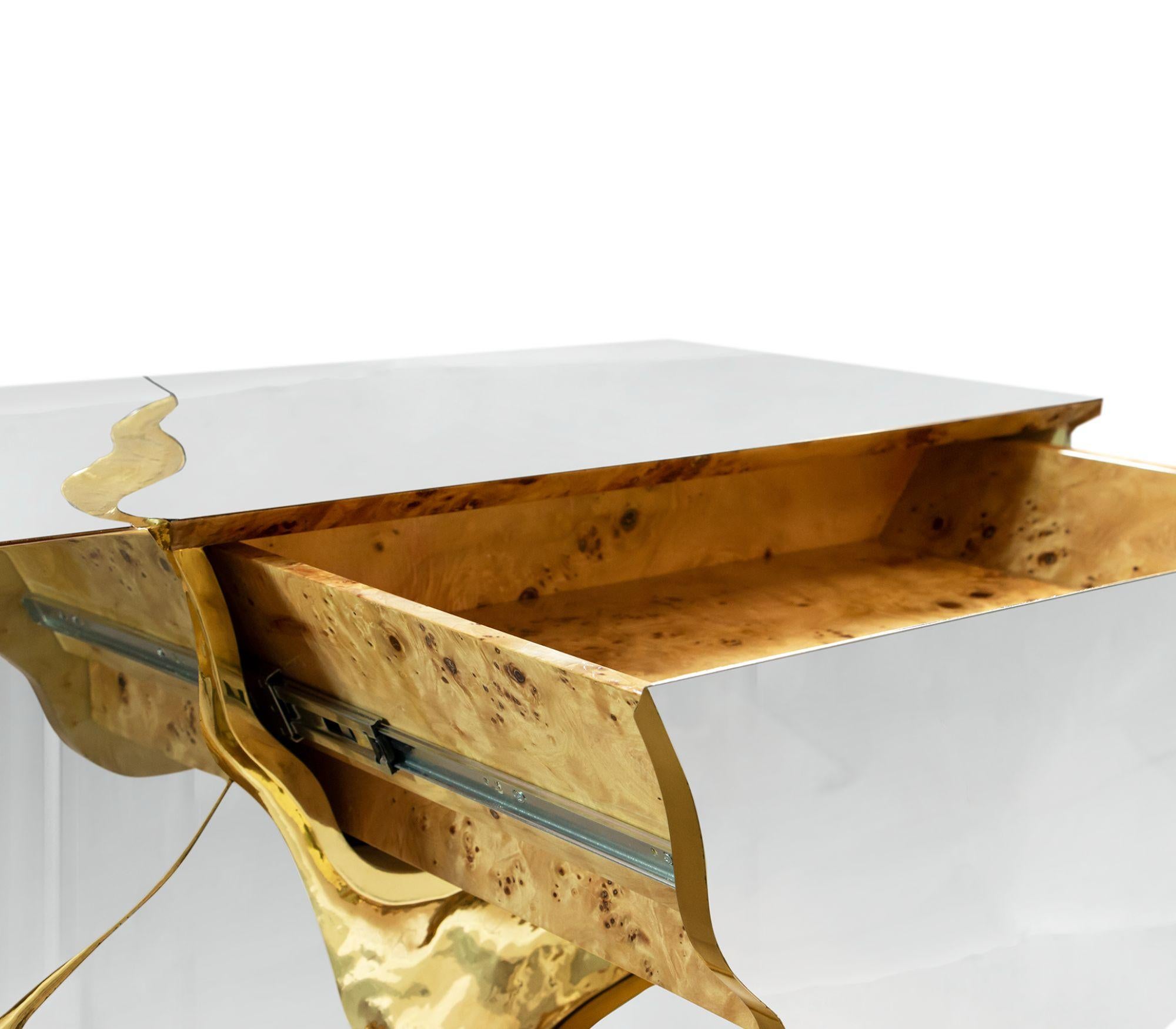 Credenza Lapiaz - Acciaio e ottone lucidato a mano - Boca Do Lobo in vendita 1
