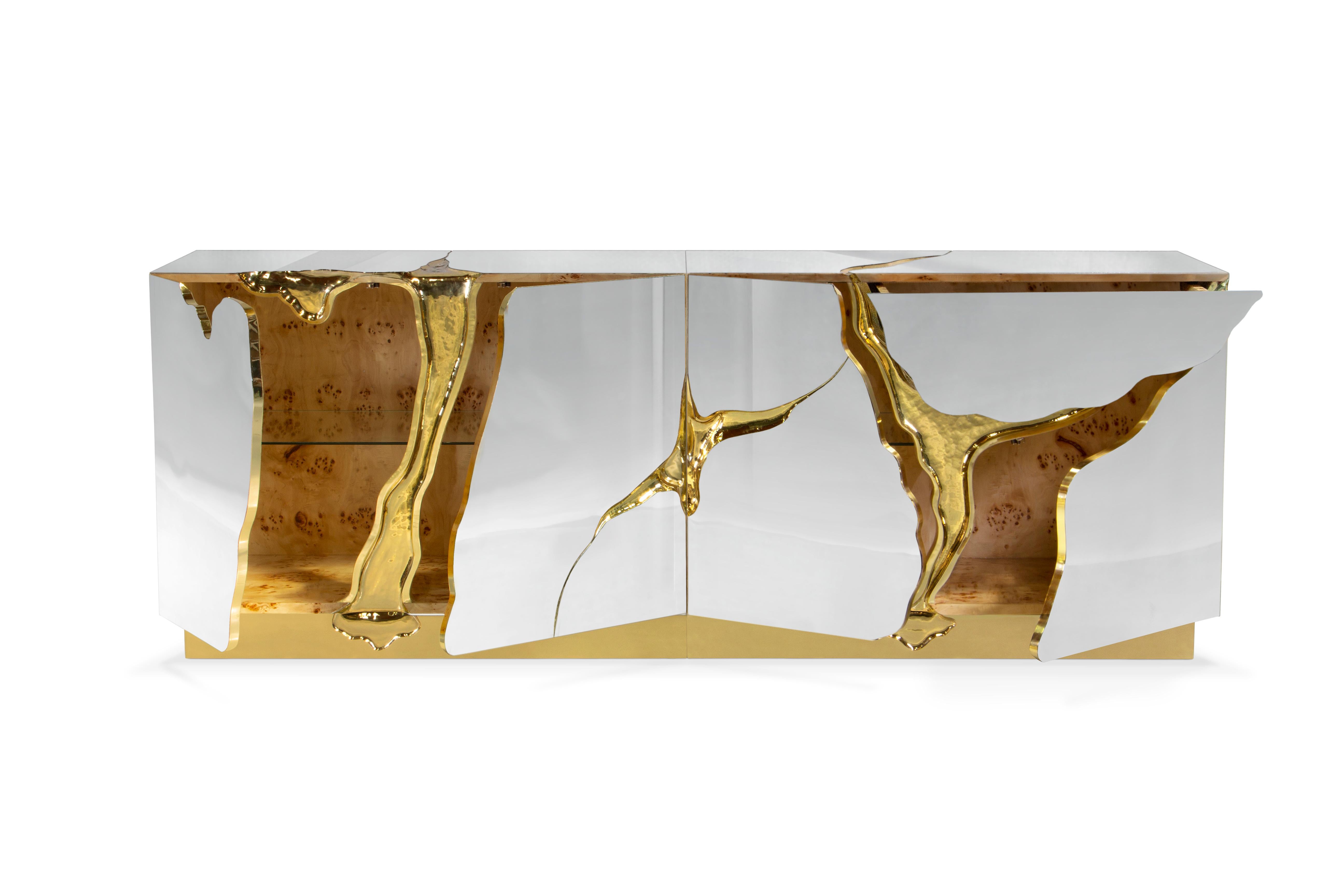 Portuguese Modern Contemporary Lapiaz Gold Details Sideboard by Boca do Lobo For Sale