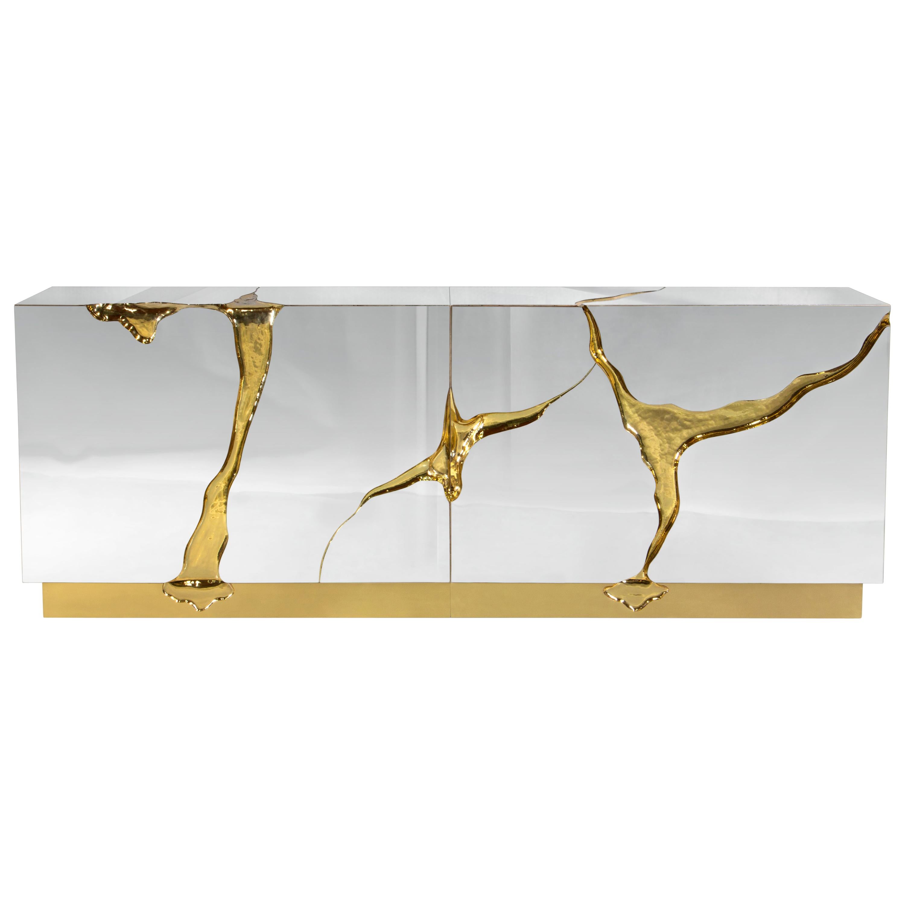 Modern Contemporary Lapiaz Gold Details Sideboard by Boca do Lobo For Sale
