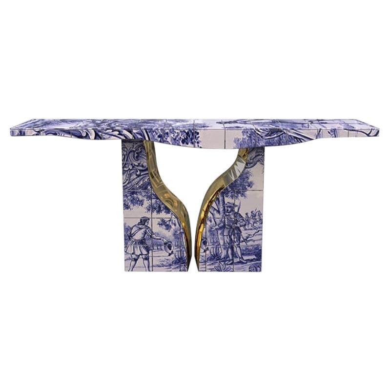 Modern Classic Hand Painted Lapiaz Tiles Console by Boca do Lobo For Sale